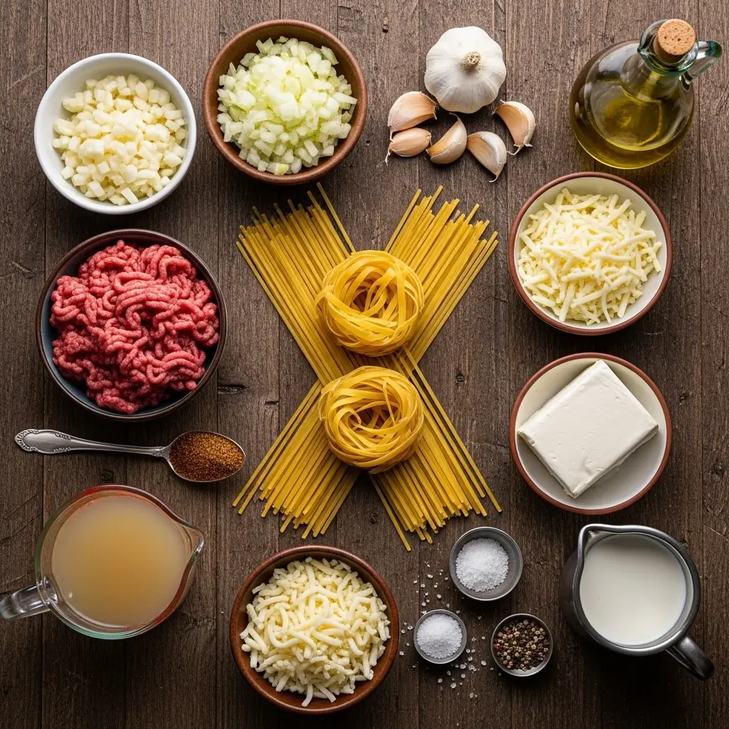 Ingredients for Cajun Beef Spaghetti