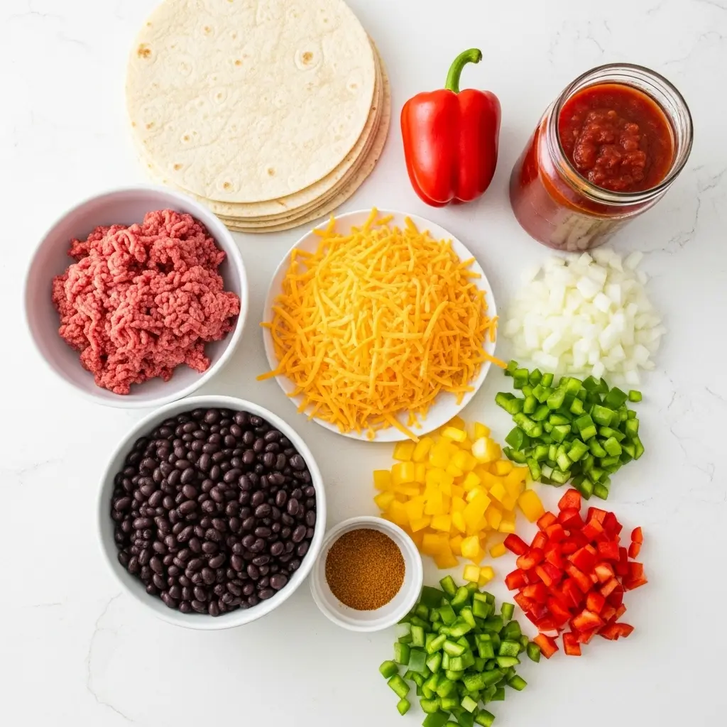 Ingredients for Cheesy Burrito Casserole