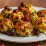 cranberry turkey stuffing balls on holiday table