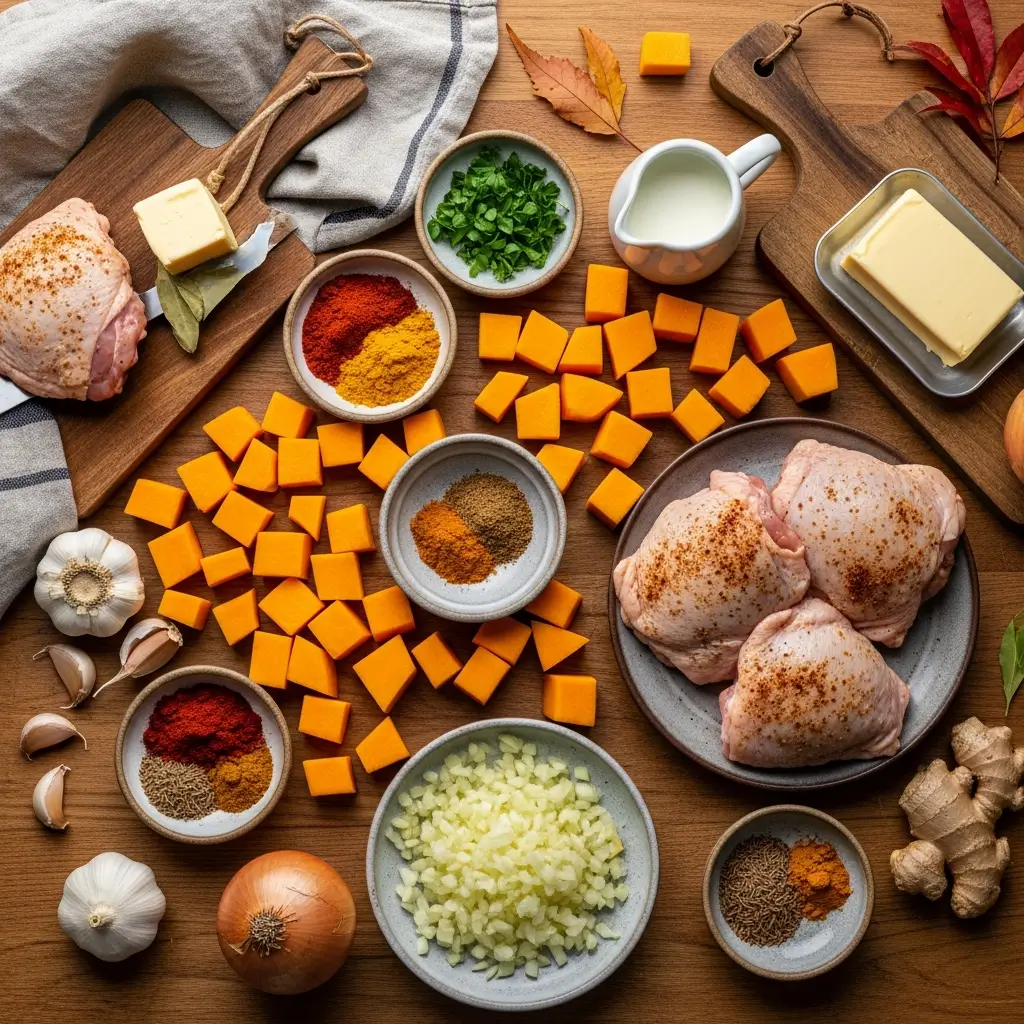 Ingredients for Creamy Butternut Squash Butter Chicken Recipe
