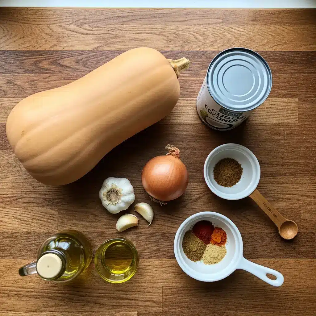 Ingredients for creamy butternut squash soup