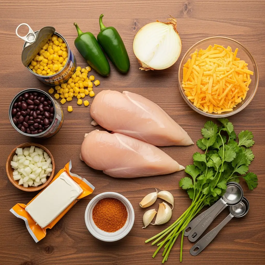Ingredients for Easy Creamy Chicken Tortilla Soup