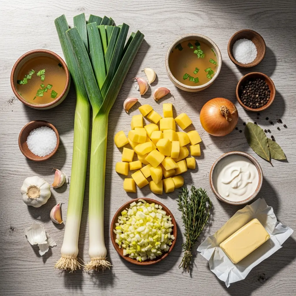 Ingredients for Creamy Potato and Leek Soup