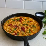 Creamy Tuscan Marry Me Butter Beans in a white skillet