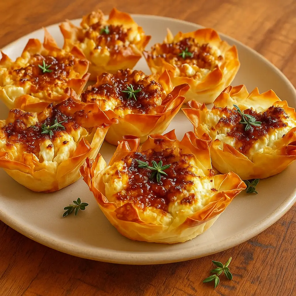 Crispy Feta and Hot Honey Phyllo Cups: Easy, Sweet and Spicy Appetizer