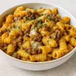 Crockpot Cheesy Ranch Beef Pasta served hot