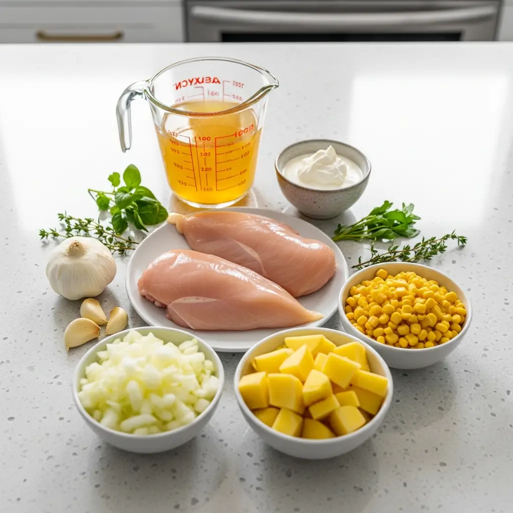 Ingredients for Crockpot Chicken Corn Chowder recipe