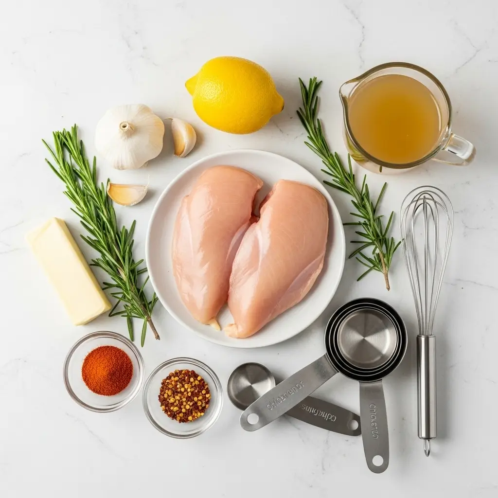 Ingredients for Crockpot Lemon Garlic Butter Chicken