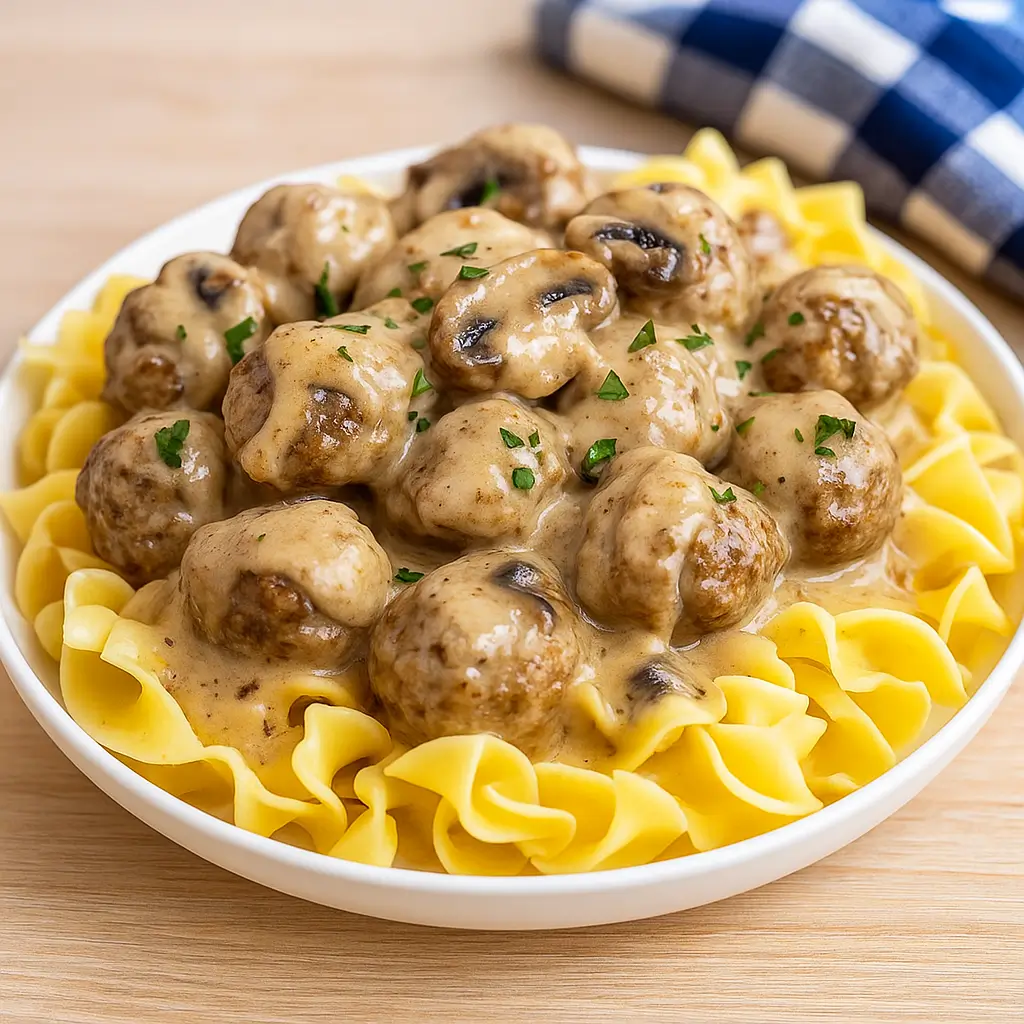 Easy Crockpot Meatball Stroganoff for Busy Weeknights
