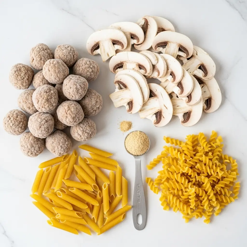 Ingredients for Crockpot Meatball Stroganoff recipe