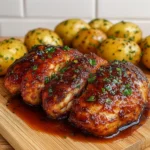 Crunchy Honey BBQ Chicken with Creamy Garlic Parmesan Potatoes