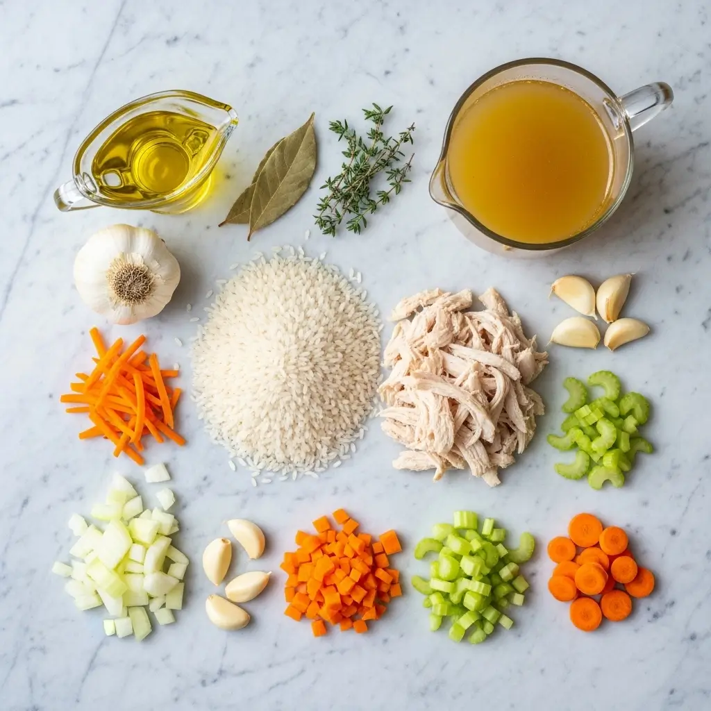 ingredients for easy chicken and rice soup