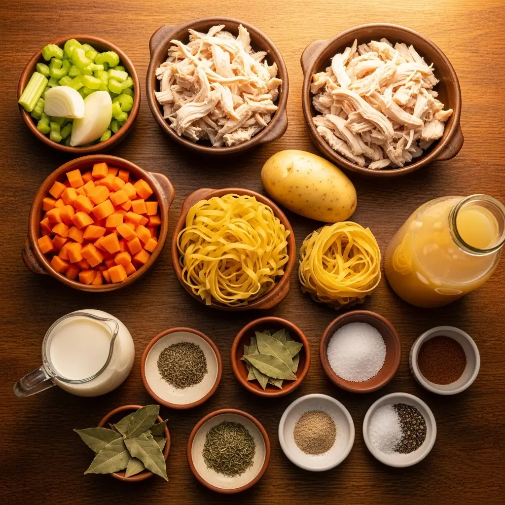 Ingredients for Easy Creamy Chicken Noodle Soup