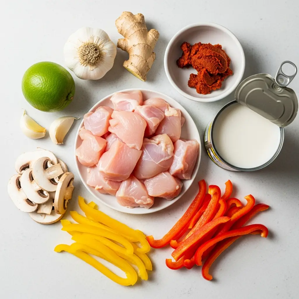 Ingredients for Easy Crockpot Thai Coconut Chicken Soup