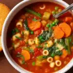 Easy Minestrone Soup in rustic bowl