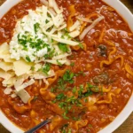 Easy Vegetarian One Pot Lasagna Soup in a Bowl
