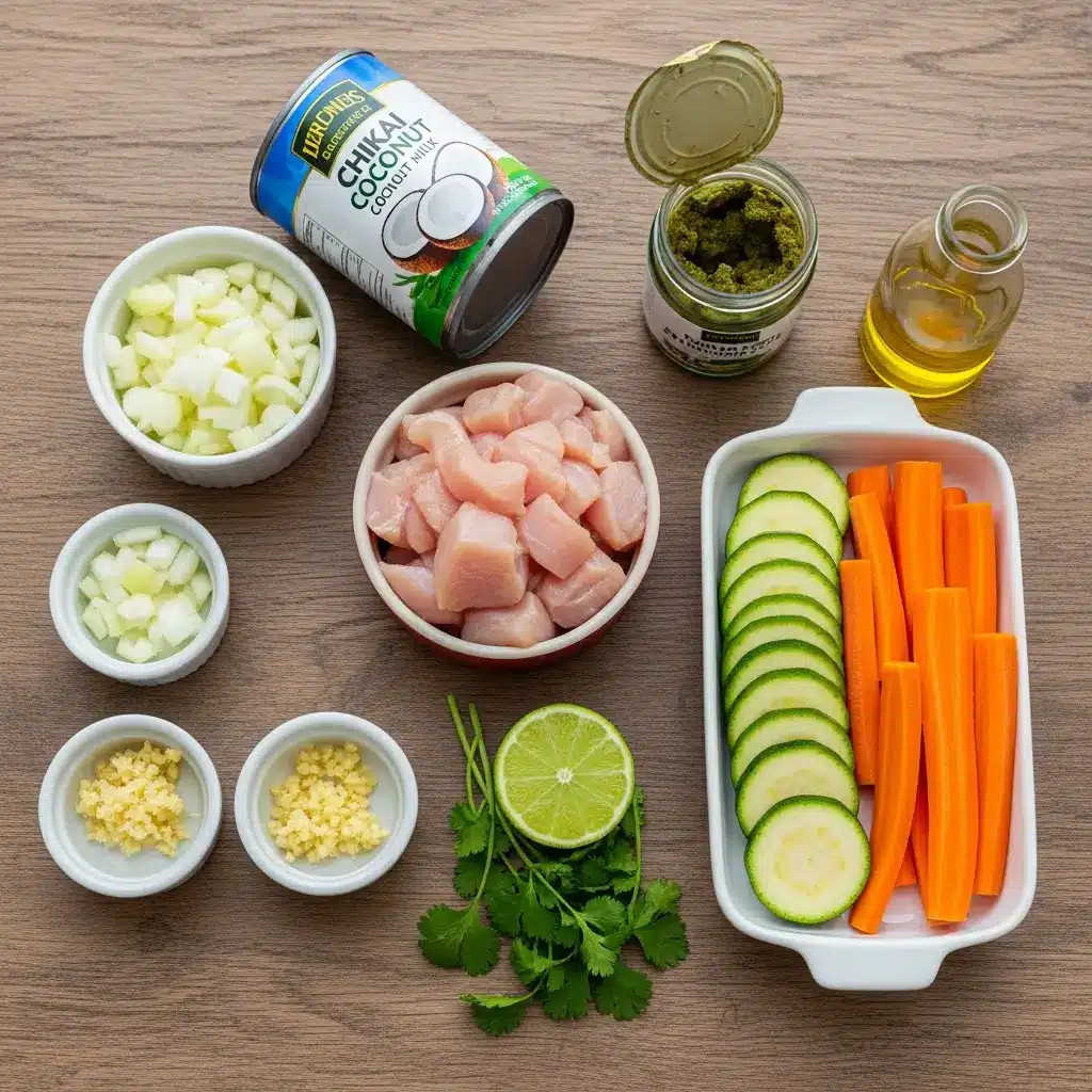 Ingredients for Green Thai Chicken Coconut Curry