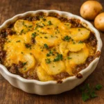 Ground Beef and Potato Casserole fresh from oven