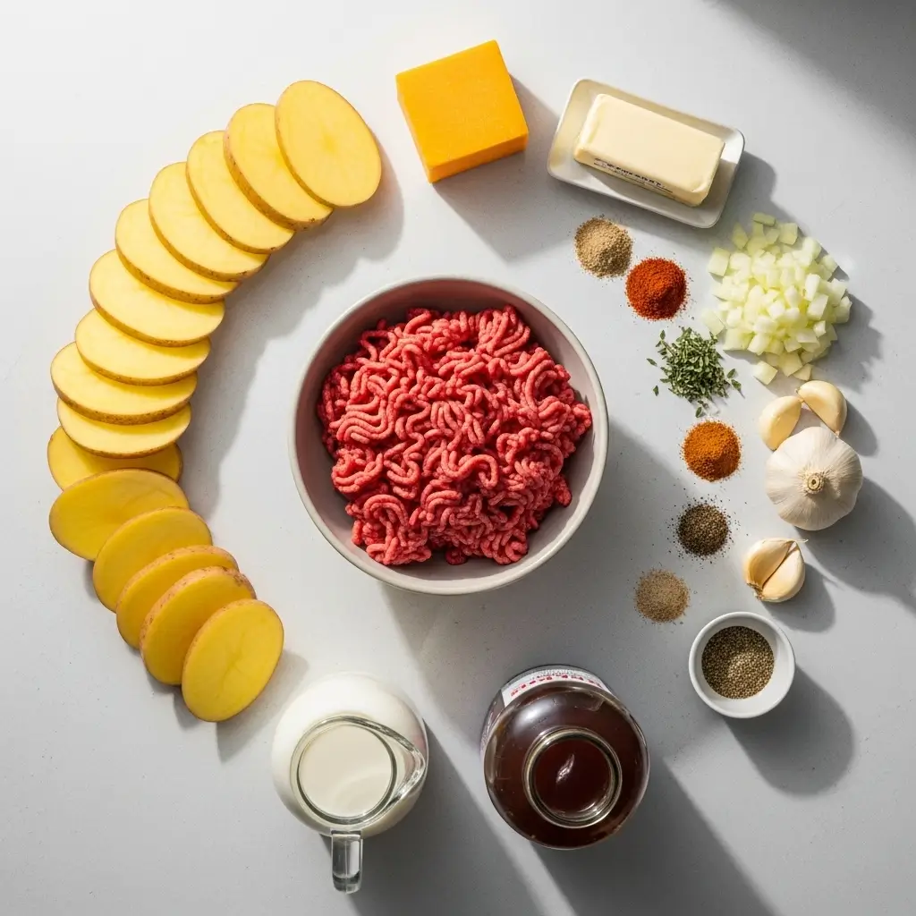 Ingredients for Ground Beef and Potato Casserole