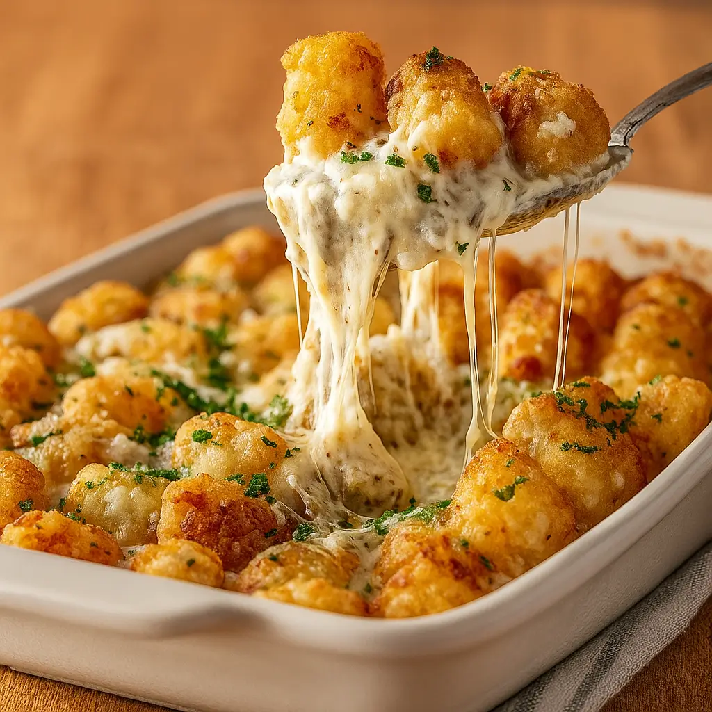 Healthy Chicken Alfredo Tater Tot Casserole for Easy Family Dinners