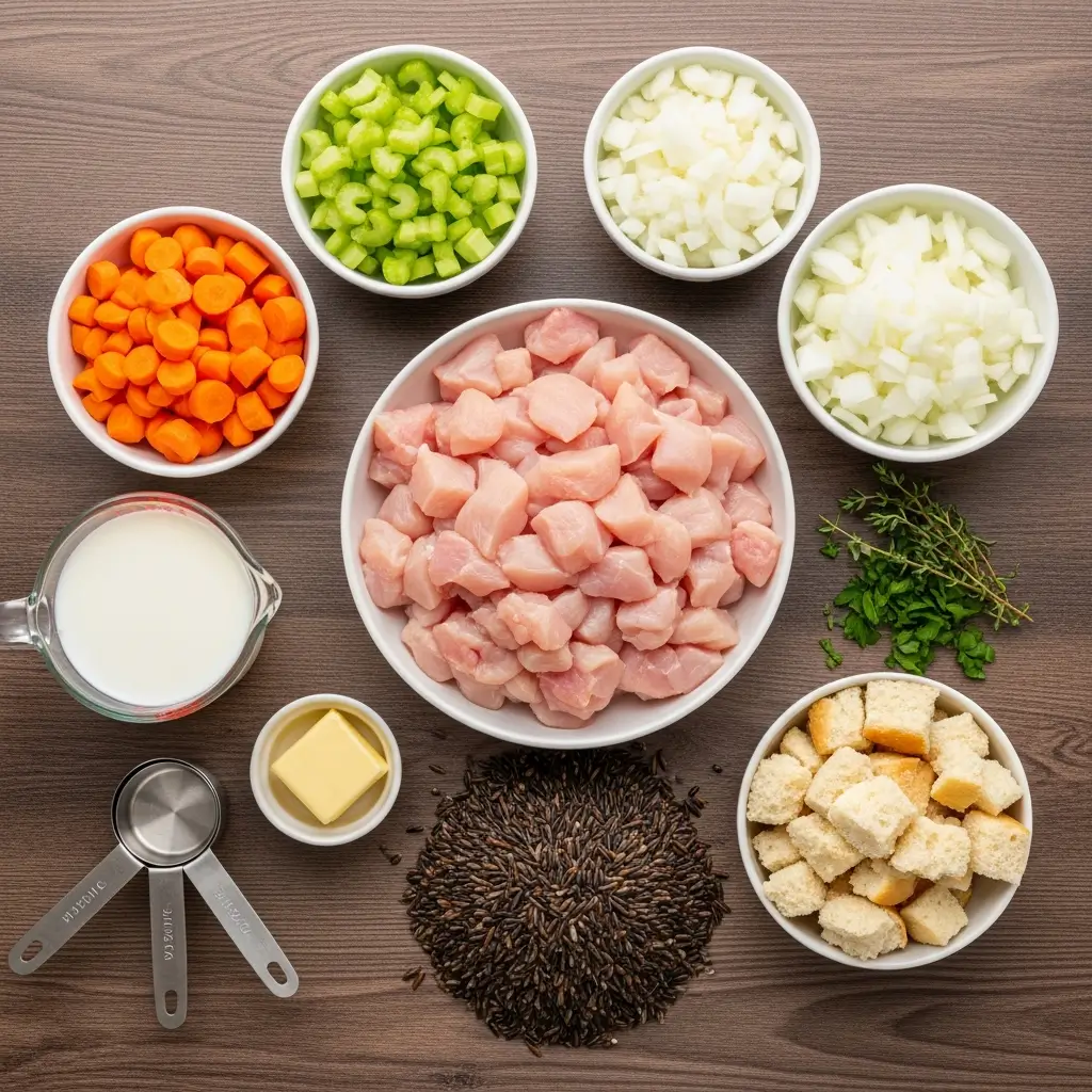 Ingredients for Healthy Chicken Wild Rice Casserole