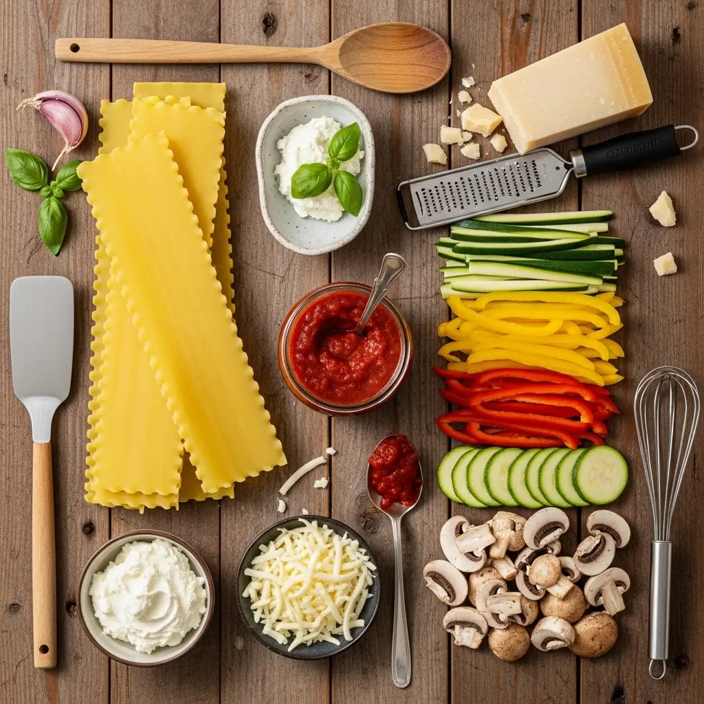 Ingredients for Hearty Baked Italian Vegetable Lasagna