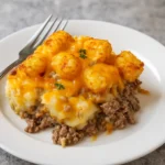 Hobo Casserole Ground Beef freshly baked in dish