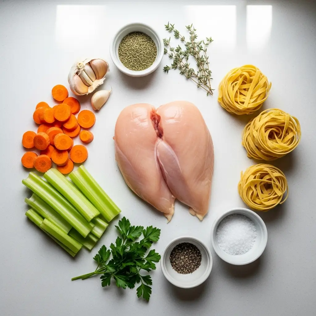 Ingredients for Homemade Chicken Noodle Soup