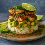 Honey Lime Chicken and Avocado Rice Stack