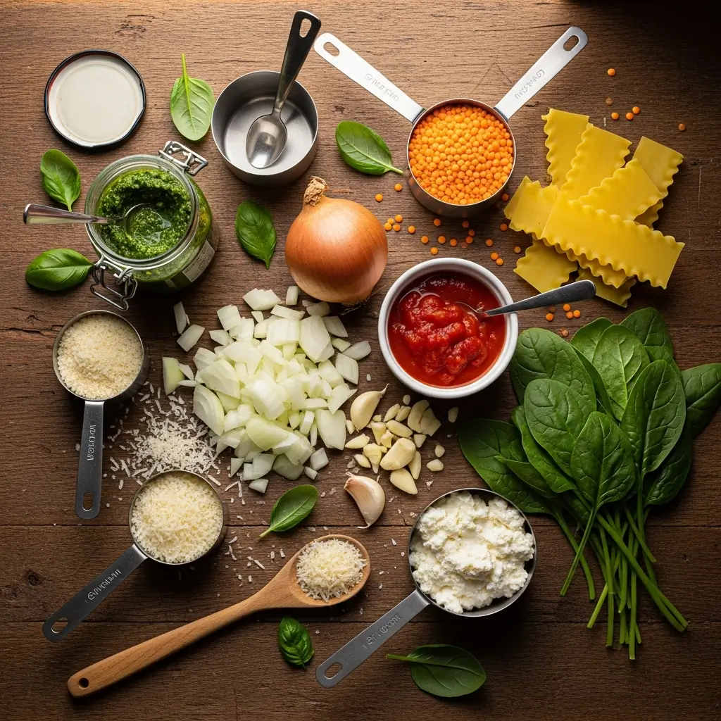 Ingredients for Easy Vegetarian One Pot Lasagna Soup