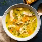 Leftover Turkey Soup in a rustic bowl