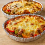 Low Carb Beef and Pepper Cheesy Bake in cast iron skillet