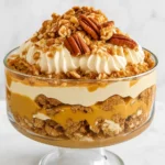 Maple Pecan & Pumpkin Cheesecake Trifle in glass bowl
