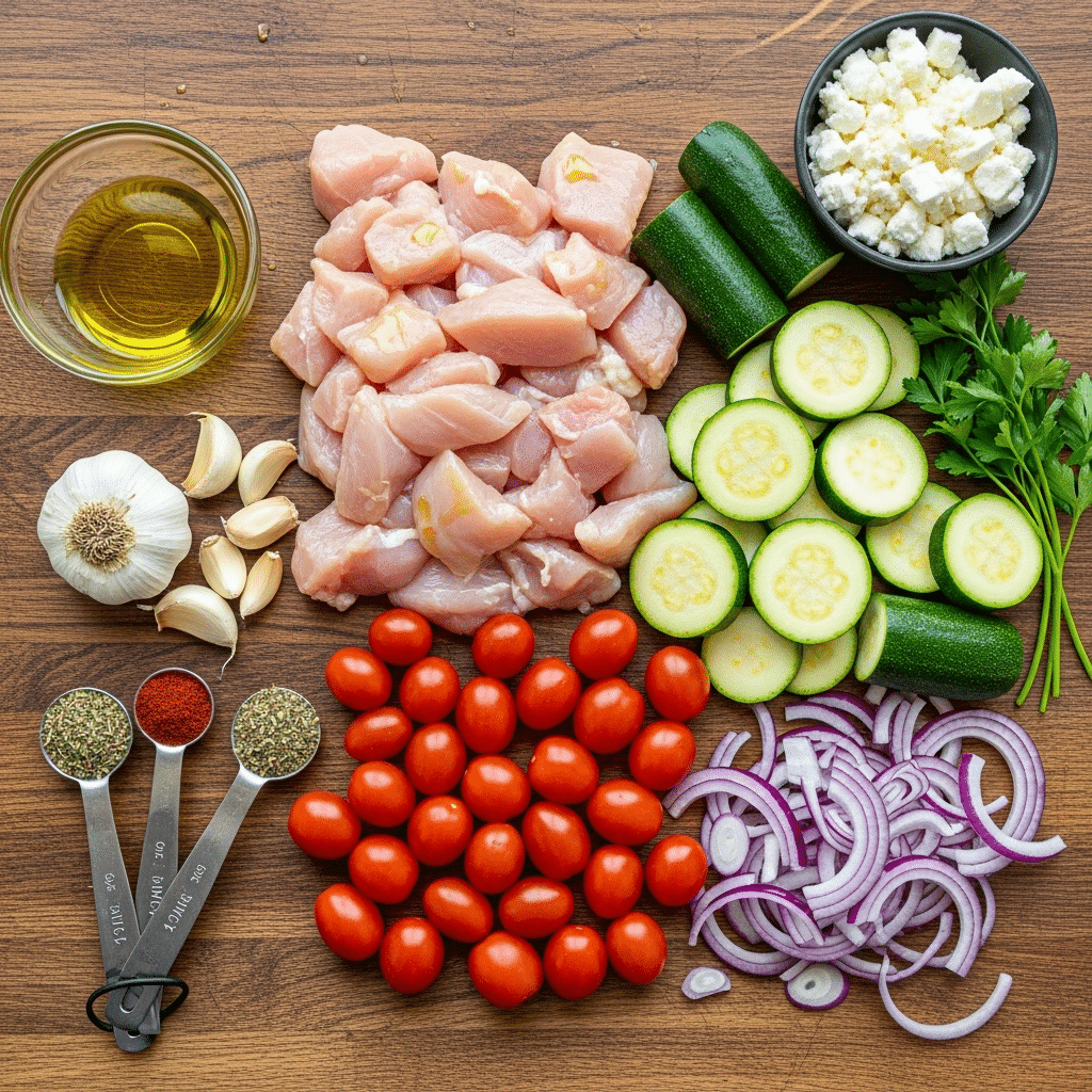 Ingredients for Best Mediterranean Chicken Zucchini Bake