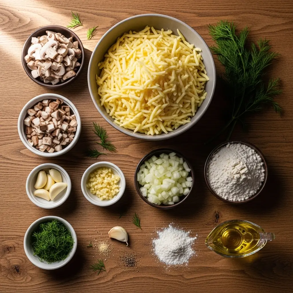 Ingredients for Mushroom Stuffed Potato Pancakes