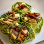 Pesto Chicken Lettuce Wraps with toppings