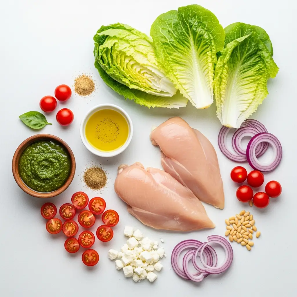 Ingredients for Pesto Chicken Lettuce Wraps