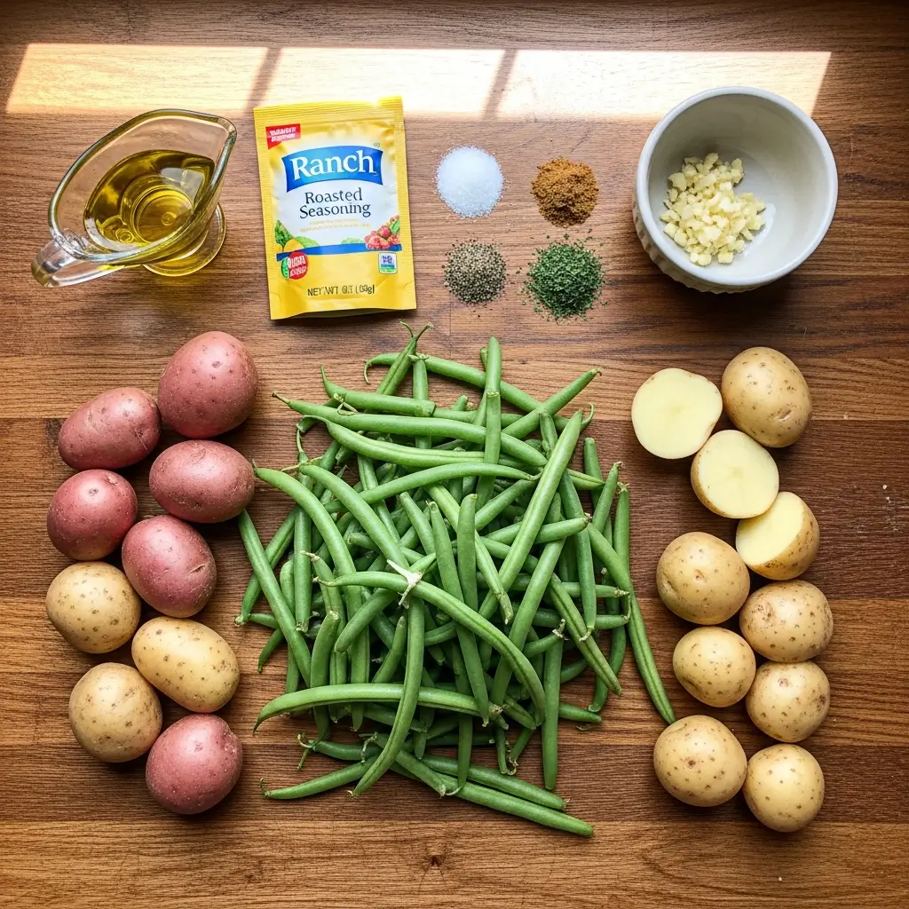 Ingredients for making ranch green beans potatoes