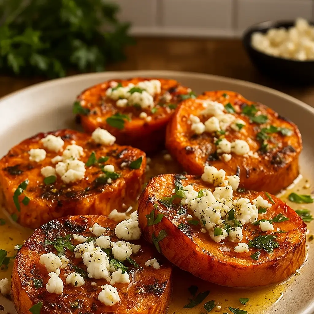Roasted Sweet Potato Rounds with Honey & Feta – Quick, Sweet & Savory