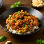 Slow Cooker Orange Chicken served over rice