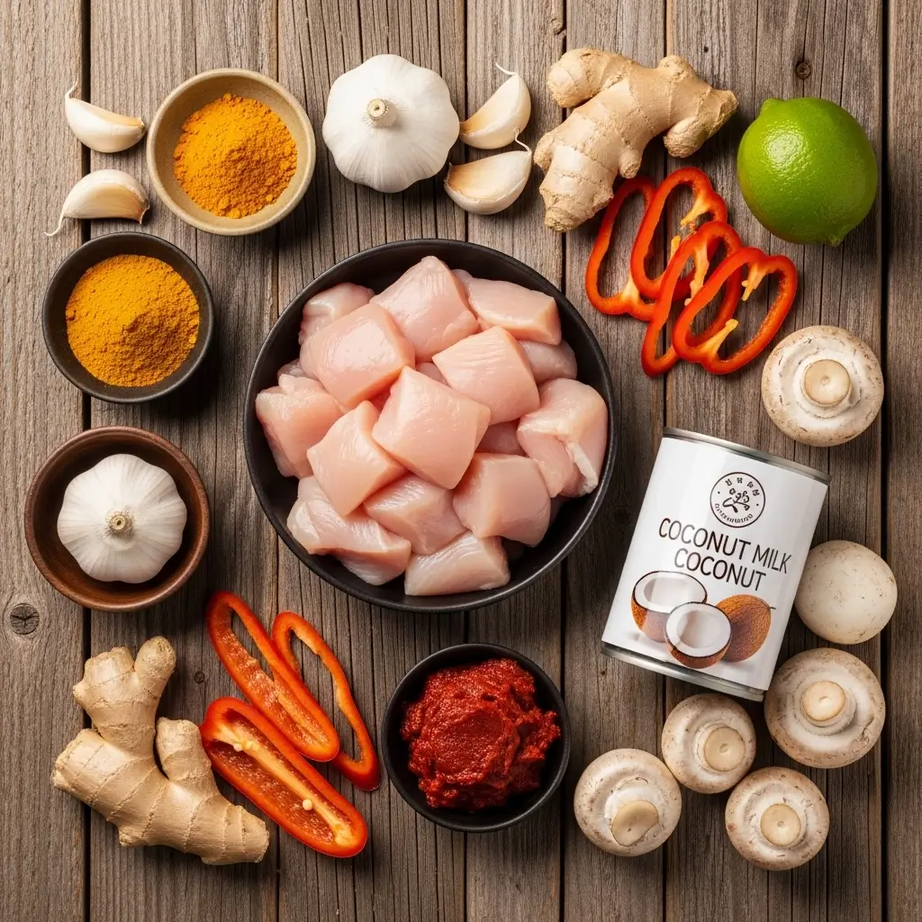 ingredients for slow cooker Thai curried chicken soup