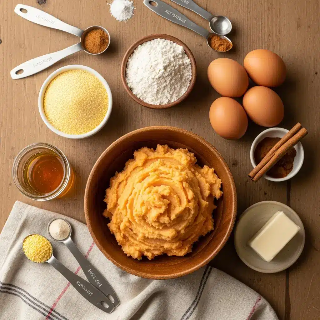 ingredients for cinnamon honey butter sweet potato cornbread