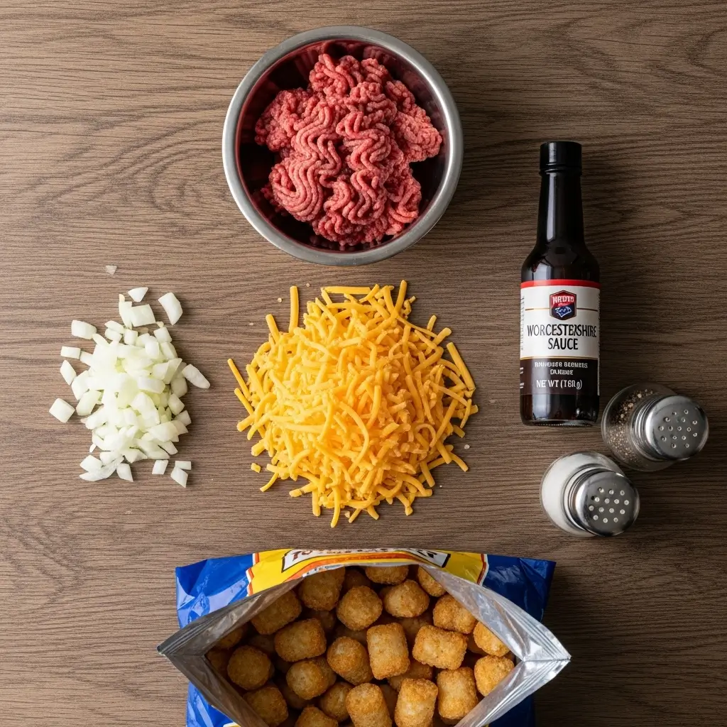 Ingredients for Tater Tot Casserole With Ground Beef