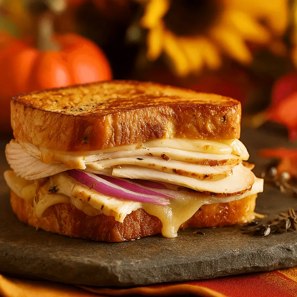 Turkey Dijon Melt Sandwich with melted cheese and crispy bread