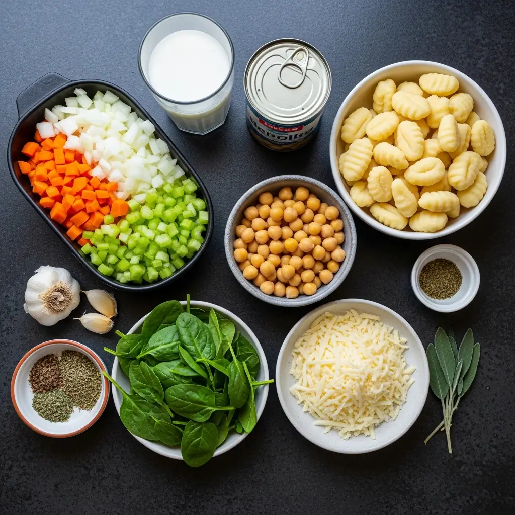 ingredients for vegetarian gnocchi soup recipe