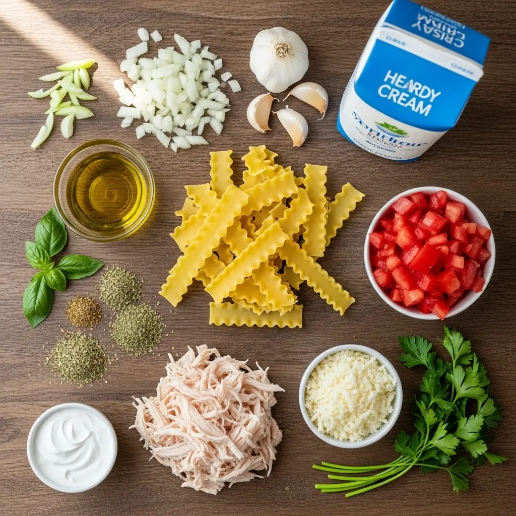 Ingredients for White Chicken Lasagna Soup