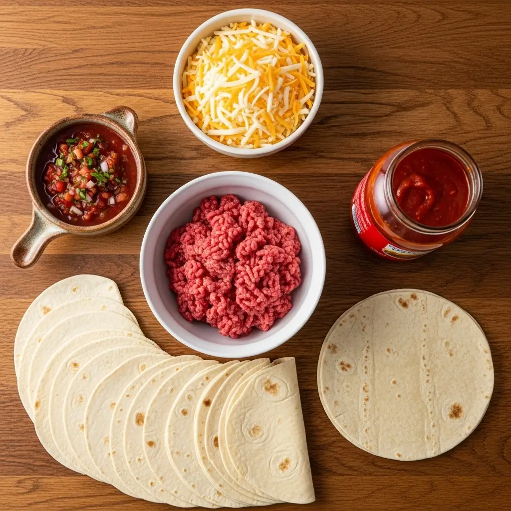 Ingredients for 5 Ingredient Beef Enchiladas