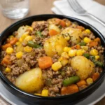 Amish Harvest Casserole slow cooker dish with cheese
