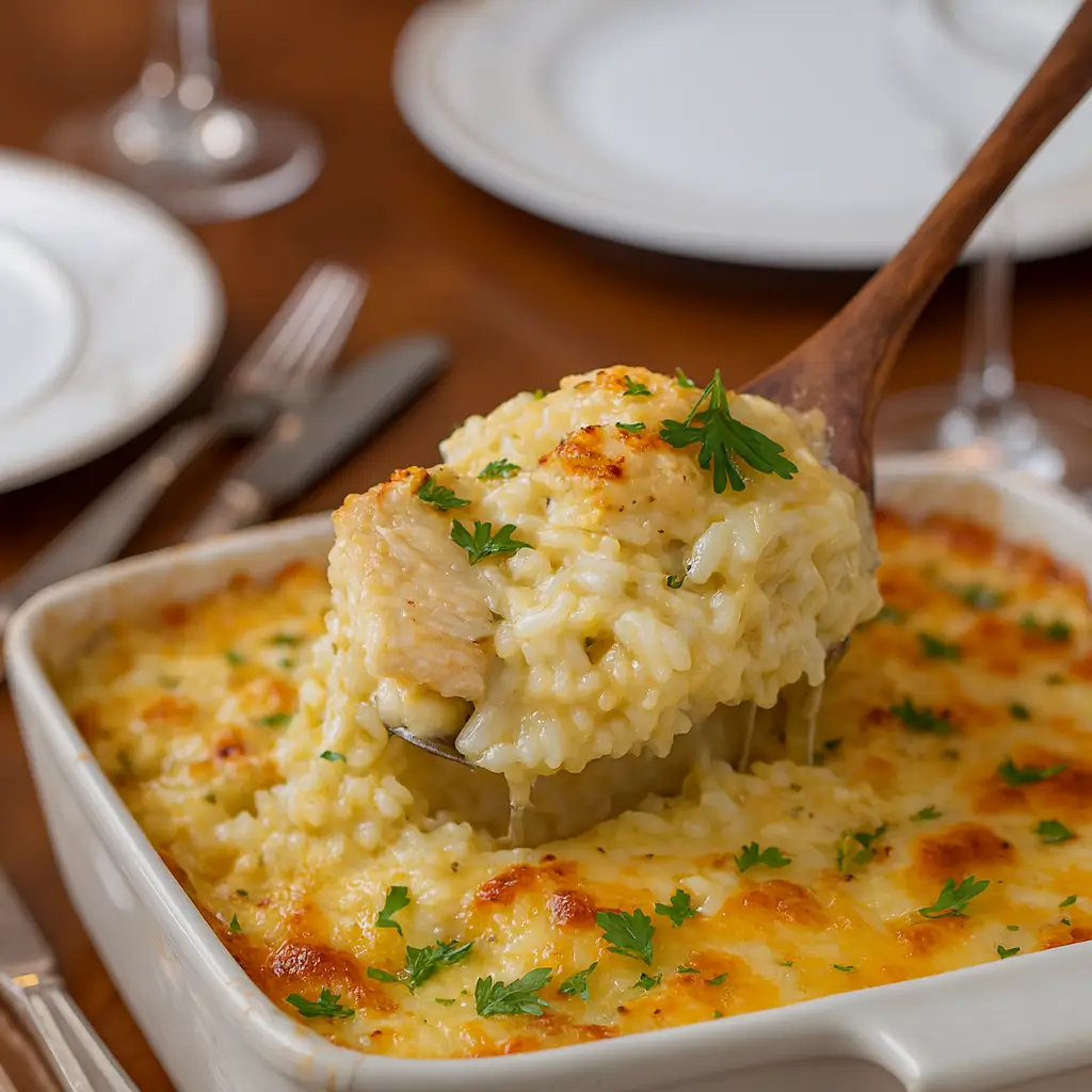Angel Chicken Rice Casserole – Easy, Cheesy Family Favorite