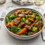 Beef Stir Fry with Vegetables served in bowl